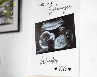 Schwangerschaft verkünden mit Ultraschallbild, Wir sind schwanger, Geschenk werdende Großeltern, Schwangerschaftsverkündung Du wirst Papa