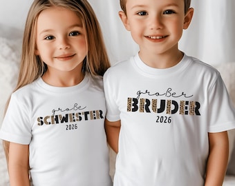 Aankondiging van zwangerschap broertje of zusje, trui voor grote broer, trui voor broertje of zusje, gepersonaliseerd bijpassend shirt, cadeau voor grote zus