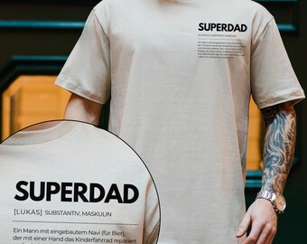 Gepersonaliseerd T-shirt voor papa, cadeau-idee voor een verjaardag, superpapa-shirt, superpapa-cadeau voor vaderdag, gepersonaliseerd idee voor vaderdag