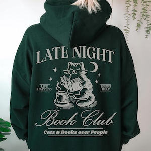 Bookish Hoodie Buchliebhaber Geschenk Book lover Shirt Bookish Sweatshirt Buch Fan Geschenk Bücherwurm & Katzenliebhaber Geschenk Leseratte