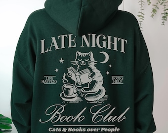 Bluza z kapturem Bookish, prezent dla miłośnika książek, koszulka dla miłośnika książek, bluza z kapturem Bookish, prezent dla fana książek, prezent dla miłośnika kotów i moli książkowych, Moli książkowy
