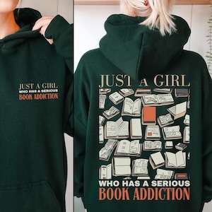 Bluza z kapturem Bookish Merch prezent dla niej, bluza z kapturem dla miłośnika książek, sweter dla książkoholików, koszulka z książkami, prezent dla miłośnika książek z kapturem Forest Green