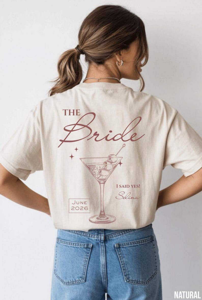 Personalized bachelorette party T-shirts, bride shirt, team bride gift, bachelorette party T-shirt, bridesmaid gift, maid of honor, bride crew shirt NATURAL