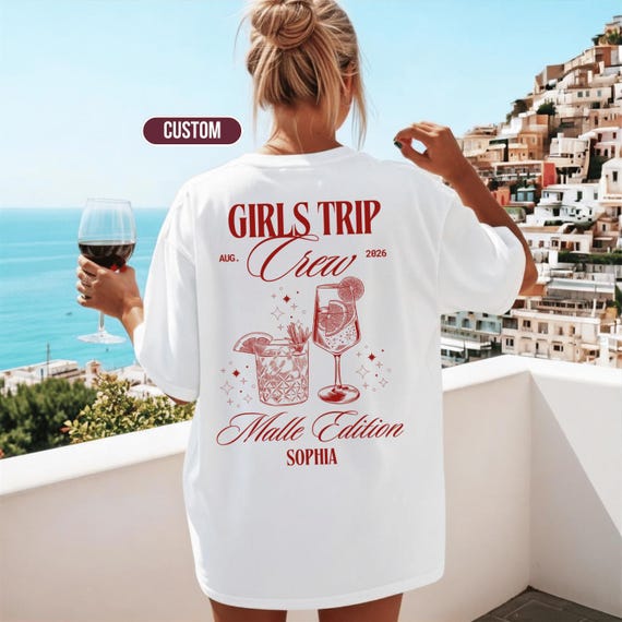 Girls Trip Shirts personalisiert Mädelstrip Tshirt Malle Crew Shirt Mallorca 2026 beach trip Sommer Shirt Mädels Urlaub group shirt ibiza