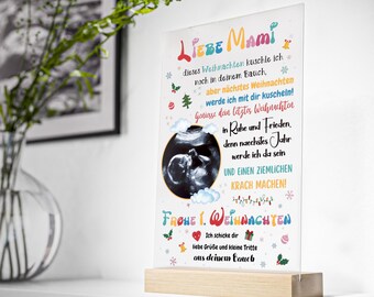 Schwangere Weihnachtsgeschenk für werdende Mama personalisiert Schwangerschaftsgeschenk Ultraschallbild Geschenk vom Baby