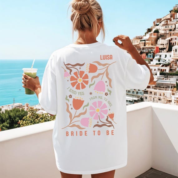 Jga Shirt Frauen personalisiert Braut Shirt Team Braut Geschenk Junggesellinnenabschied Tshirt Blumen Brautjungfern Geschenk Trauzeugin Jga