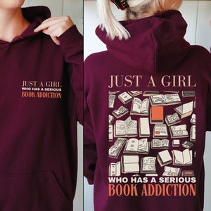 Hoodie met boekenprint, cadeau voor boekenliefhebbers, hoodie voor boekenliefhebbers, sweatshirt met boekenprint, boekshirt, cadeau voor boekenwurm, trui met boekenprint, cadeau-idee voor lezers Maroon