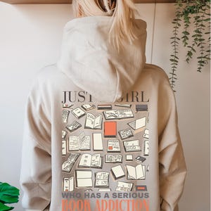 Hoodie met boekenprint, cadeau voor boekenliefhebbers, hoodie voor boekenliefhebbers, sweatshirt met boekenprint, boekshirt, cadeau voor boekenwurm, trui met boekenprint, cadeau-idee voor lezers Sand