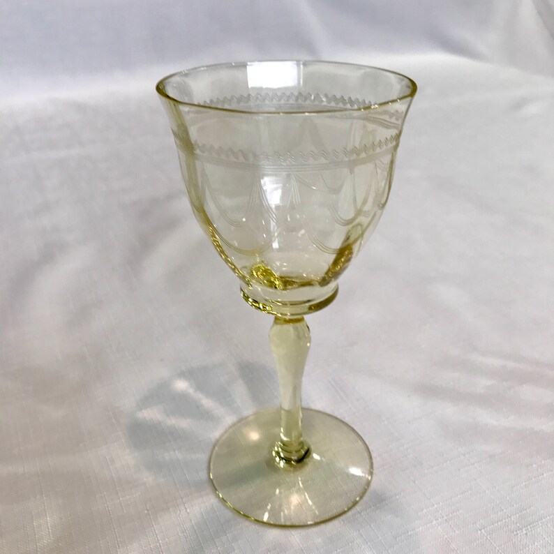 Tiffin Franciscan Claret Wine Crystal Stemware Yellow Etched Etsy