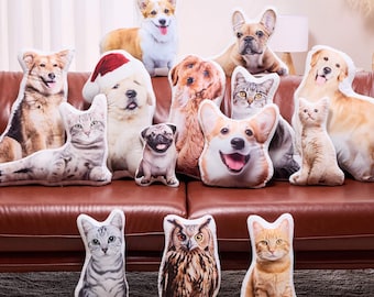 Haustier-Memorial-Geschenk | Personalisiertes 3D Haustier Kissen vom Foto | Personalisiertes Hund / Katzenförmiges Dekokissen | Doppelt bedrucktes Haustierkissen | Vatertag