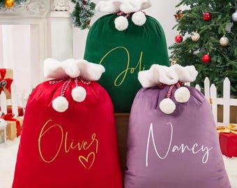 2026 Custom Large Santa Sack,Personalized Christmas Gift Bag with Name,Custom Velvet Santa Sack,Santa Gift Bag,Xmas Sack,Holiday Gift Bag