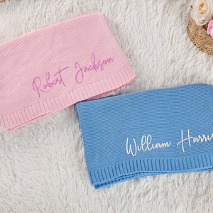 Personalized Baby Blanket | Soft Cotton Knit | Custom Baby Name Blanket | Baby Shower Gift | Newborn Blanket | Keepsake Gift for Baby