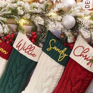 2025 Embroidered Christmas Stocking,Personalized Family Christmas Stockings,Knitted Stockings With Name,Monogram Stocking,Holiday Decor Gift