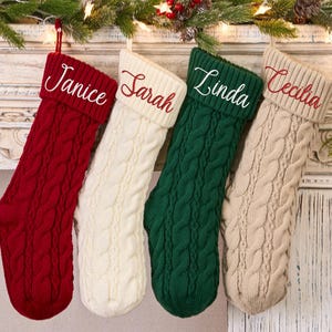 Personalized Embroidered Christmas Stockings, Family Knitted Christmas Stockings, Stockings With Name, Monogram Stocking, Holiday Decor Gift