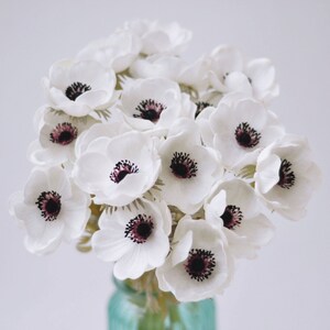 White Anemones Real Touch For Wedding Bouquets Centerpieces Home Decorations Real Touch Bouquet