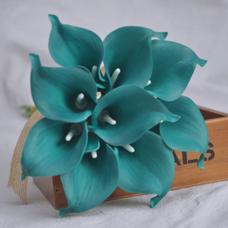 Real Touch Solid Teal Calla Lilies for Bridal Bouquets Etsy