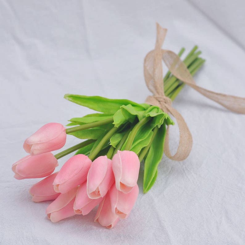 Pink Tulip Real Touch Tulip Bouquet Small Blush Pink Bouquet Etsy