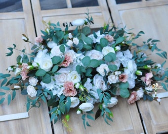 Wedding arch ,chair floral,copper arch ,copper wedding arch ,rustic white rose ceremony wedding arch garland ,home docor