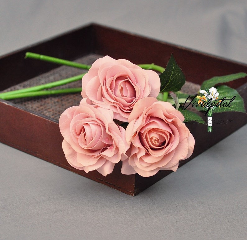 1 Stems Real Touch Rose Dusty Rose Rouge Pink Blush Rose Etsy