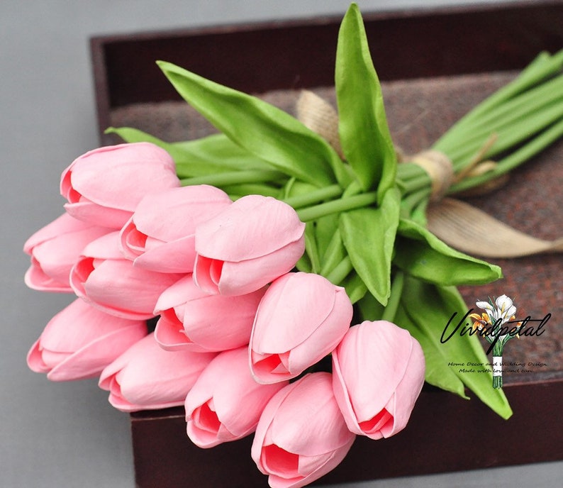 Pink Tulip Real Touch Tulip Bouquet Small Blush Pink Bouquet Etsy