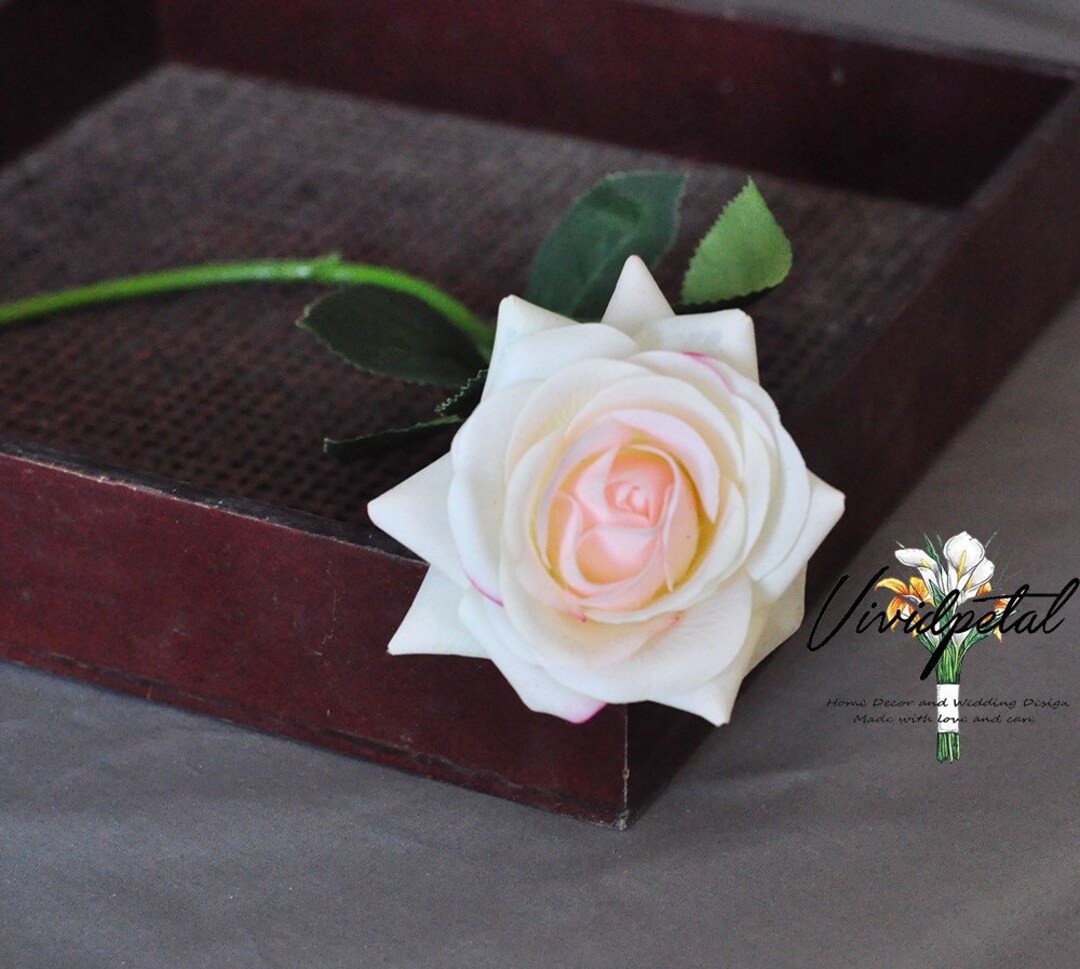 1 Stem Ivory Blush Real Touch Flowers Latex Natural Touch Etsy