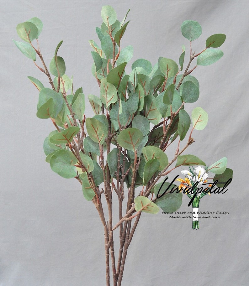 1 Stem Silk Leaf Artificial Eucalyptus Faux Eucalyptuses Etsy