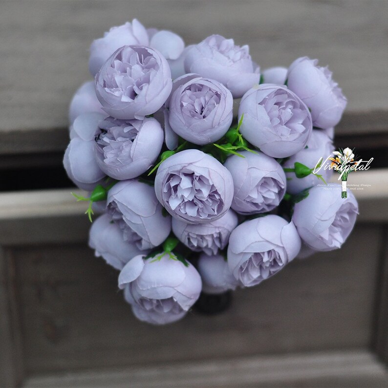 One Bundle Artificial lilac Silk Mini Peony Artificial 9 Stems Silk Peony Buds for wedding home decor