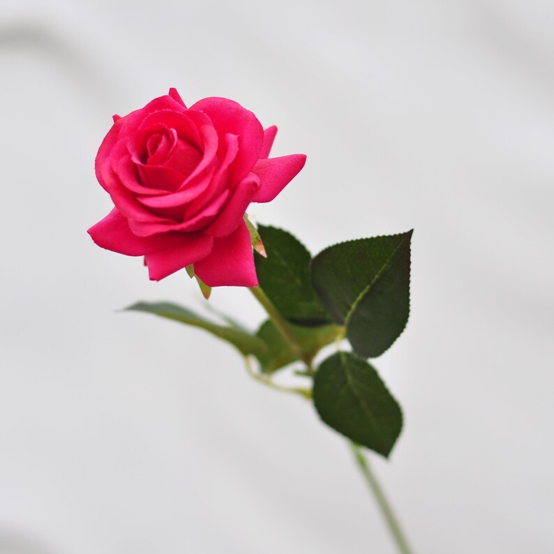 1 Stems Real Touch Rosered Rose Artificial Single Spray Silk Etsy