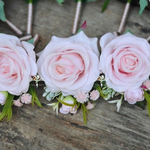 Light pink Real touch rose boutonnières for inner and outer door wedding ,parties,fair and celebration activities image 3