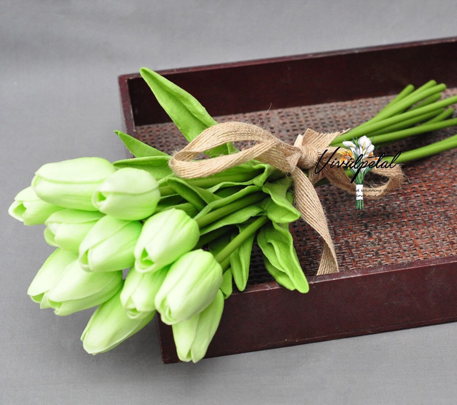 Mint Green Tulip Real Touch Tulip Bouquet Small Blush Light Etsy