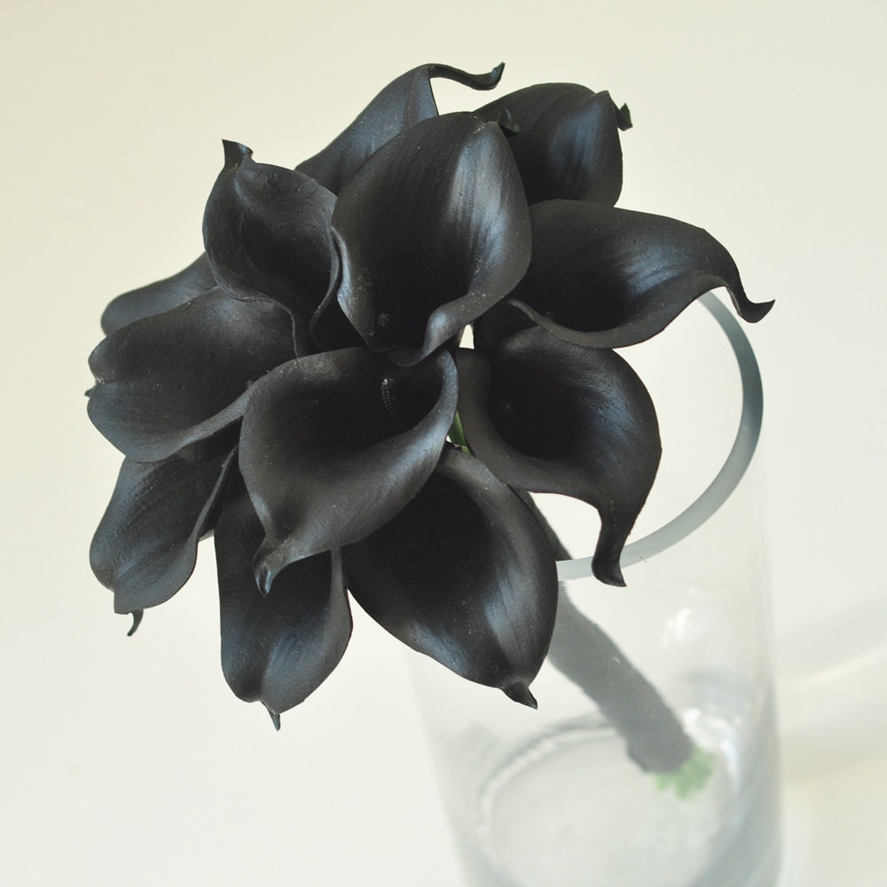 Black Calla Lilies Real Touch Calla Lily Bouquet for Bridal Etsy