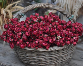 Silk Mini Rose Rambling Rose burgundy wine red Silk Rose Artificial Roses Faux Roses Wedding Bouquet So Real Looking