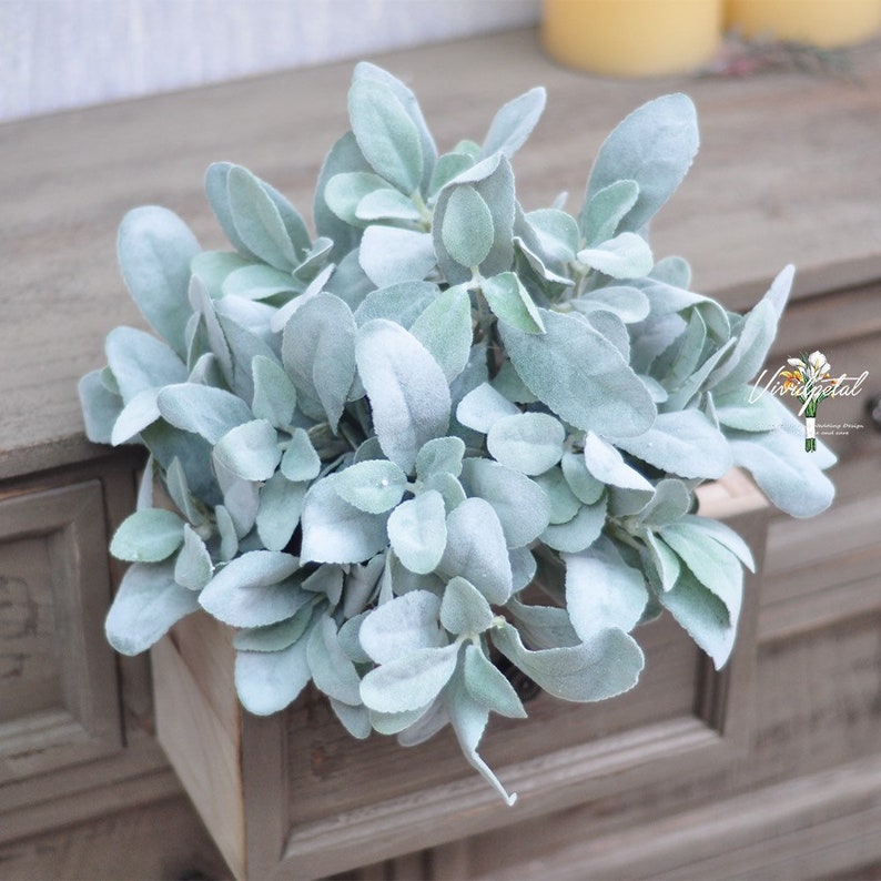 Lamb's Ear flocking Leaves Faux Lambs Ear DIY Bride Etsy