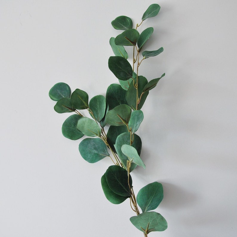 1 Stem Silk Leaf Artificial Eucalyptus Faux Eucalyptuses Silver Dollar Dusty Green Wedding Bouquet Centerpiece Home Decor Boutonni\u00e8re