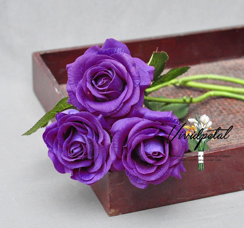 1 stems real touch flowers natural touch violet purple rose Etsy