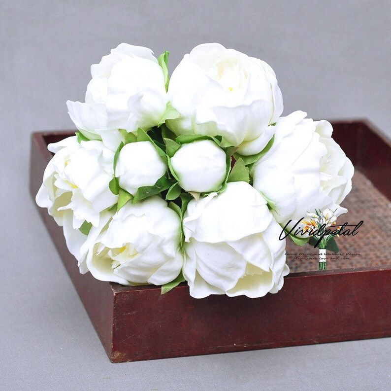 Real Touch White Ivory Peonies Bridal Bouquets Bridesmaids Etsy