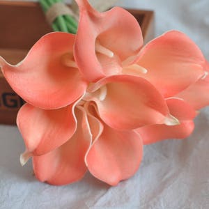 Real touch flowers real touch calla lily coral calla lilies wedding bouquet centerpiece corsage artificial flowers