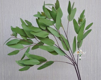 1 Stem Real Touch Leaf Artificial Eucalyptus Faux Eucalyptuses Seeded Willow Eucalyptus Wedding Bouquet Centerpiece Home Decor Boutonnières