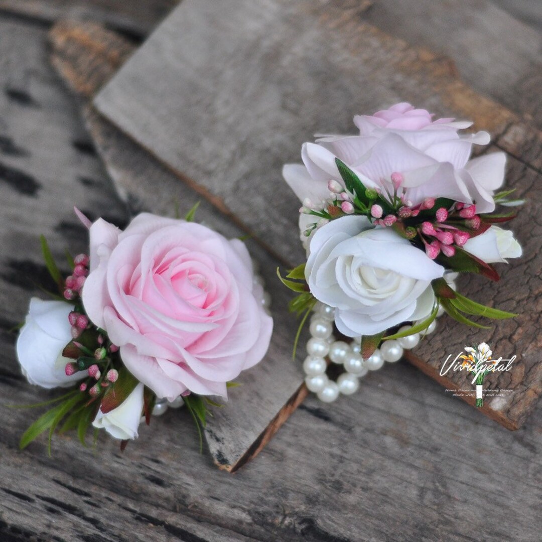 Light Pink Rose Corsage Wrist Corsage Mother’s Corsage - Etsy