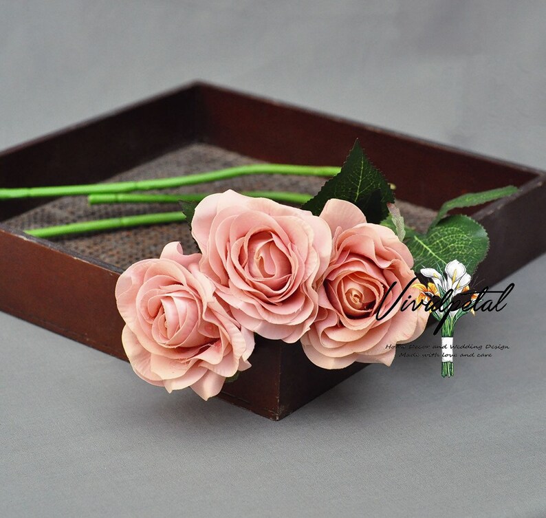 1 Stems Real Touch Rose Dusty Rose Rouge Pink Blush Rose Etsy