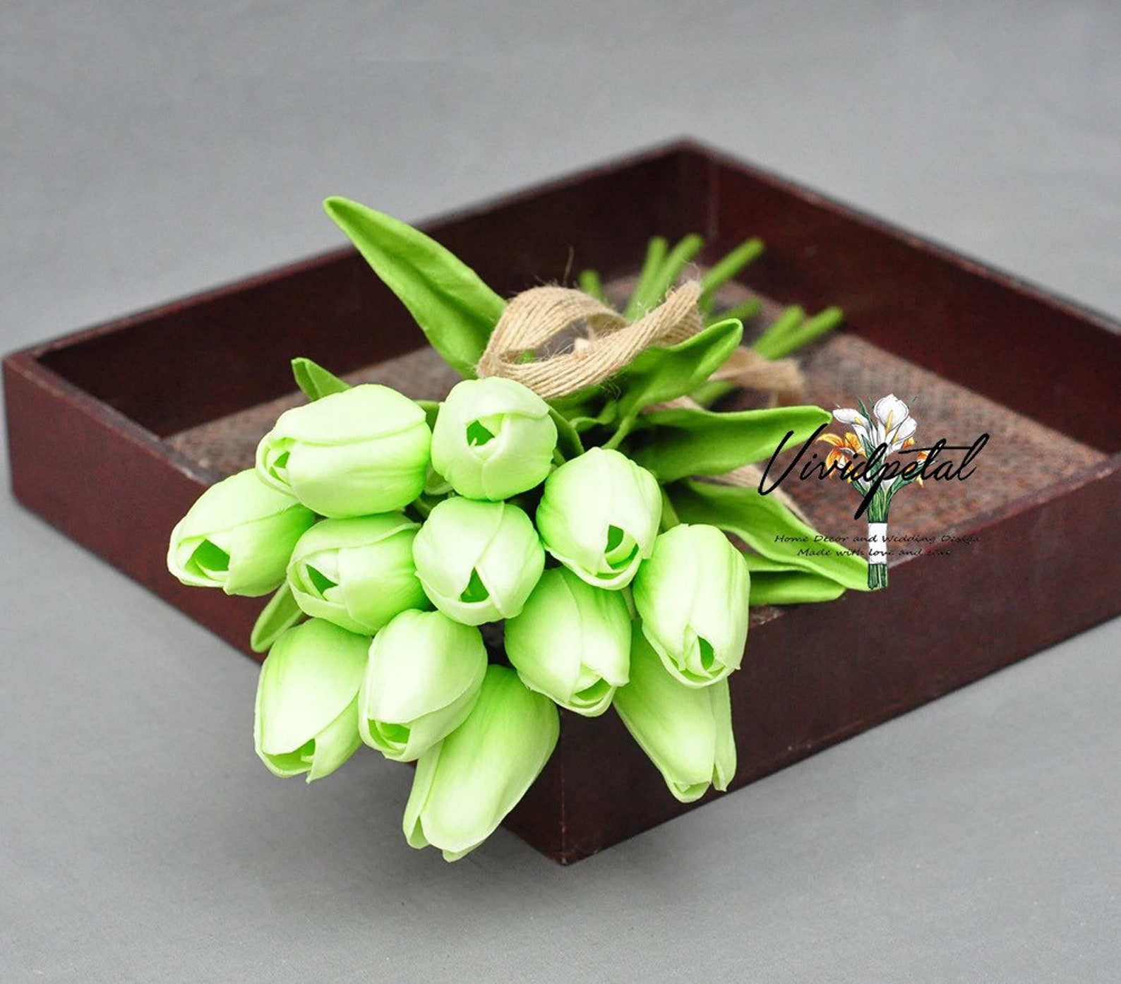 Mint Green Tulip Real Touch Tulip Bouquet Small Blush Light Etsy