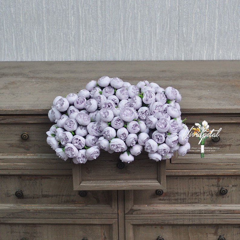 One Bundle Artificial lilac Silk Mini Peony Artificial 9 Stems Silk Peony Buds for wedding home decor