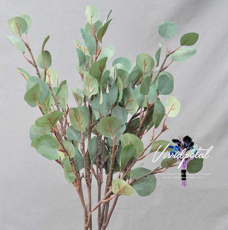 1 Stem Silk Leaf Artificial Eucalyptus Faux Eucalyptuses Etsy