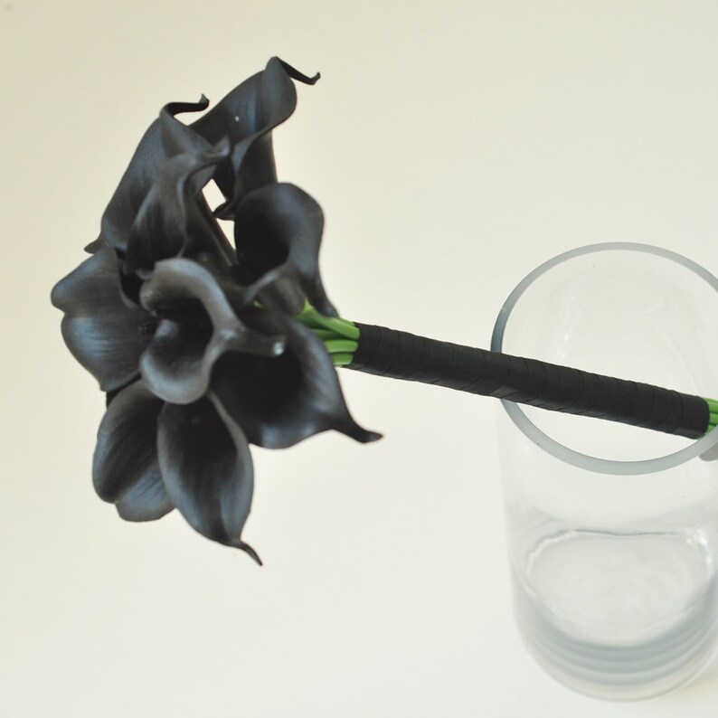 Black Calla Lilies Real Touch Calla Lily Bouquet for Bridal Etsy