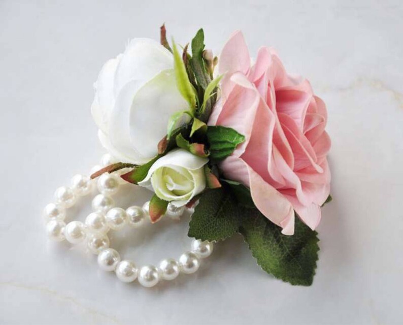 Dusty Rose Corsage Wrist Corsage Mother's Corsage Pearl Etsy