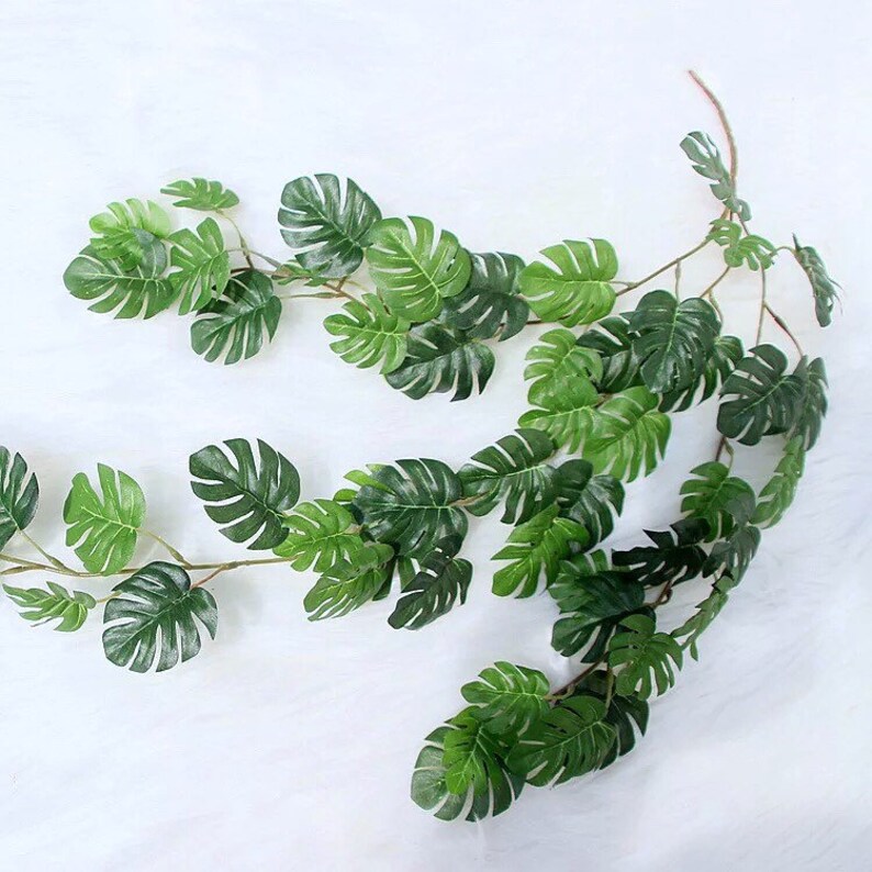 1 Stem artificial silk monstera rattan Green Wedding Bouquet Etsy