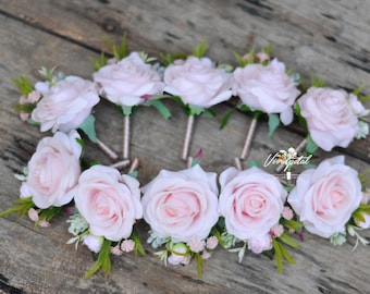 Hellrosa Echte Touch Rose Boutonnières für innere und äußere Tür Hochzeit, Partys, Fair and Celebration Aktivitäten