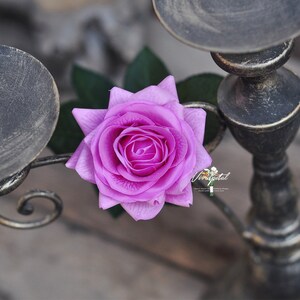 1 Stems Real Touch Rose Dark lilac Rose Artificial Single Spray Silk Rose