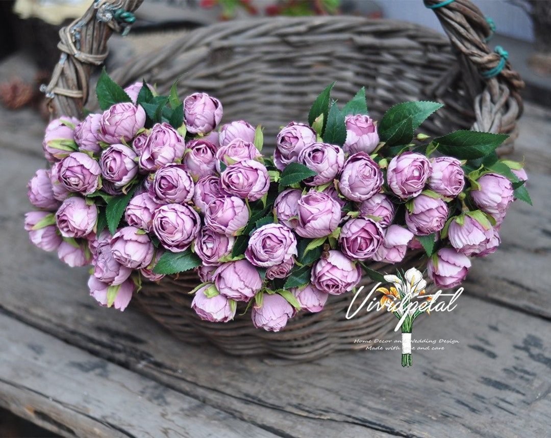 Mini Multi Silk Burnt Rose Branch Hot Pink Rose Artificial Etsy