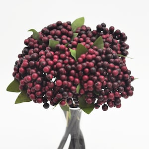 Waterproof Red Berry Winter Spray Faux Holiday Christmas Stem - 16